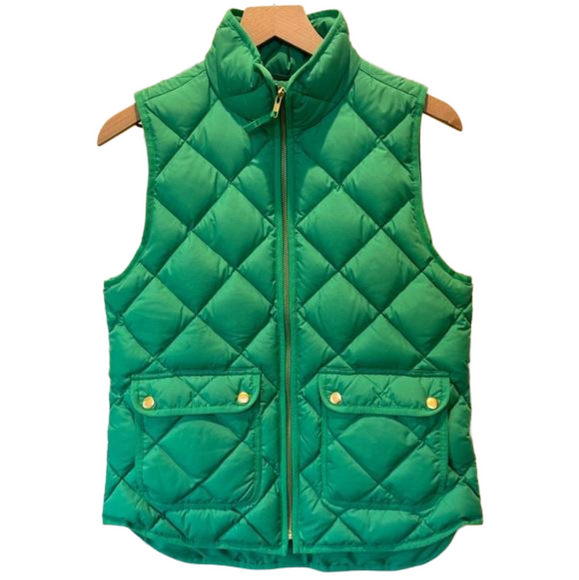J. Crew Jackets & Blazers - J Crew Women Sz Small Kelly Green Quilted Puffer Vest Jacket